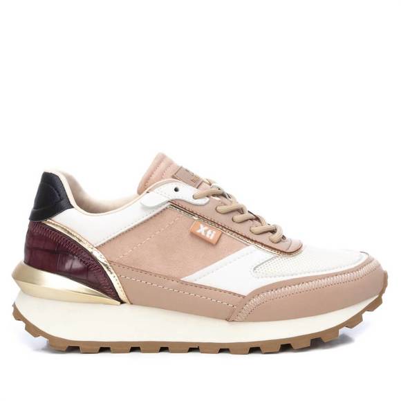 NEW XTI women's suede lace-up sneakers in beige - Picture 3 of 3